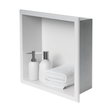 336 x 336 x 101mm Shower Niche Single Shelf Organizer No Tile Needed in White