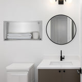 641 x 336 x 101mm Shower Niche Single Shelf Organizer No Tile Needed in Stainless Steel - Front View