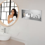 641 x 336 x 101mm Shower Niche Single Shelf Organizer No Tile Needed in Stainless Steel, image 5
