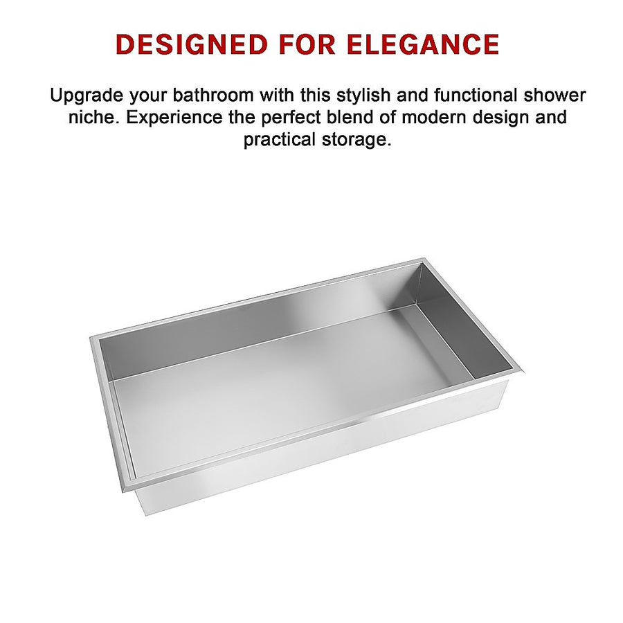 641 x 336 x 101mm Shower Niche Single Shelf Organizer No Tile Needed in Stainless Steel, image 10