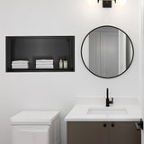 641 x 336 x 101mm Shower Niche Single Shelf Organizer No Tile Needed in Black - Front View