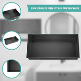641 x 336 x 101mm Shower Niche Single Shelf Organizer No Tile Needed in Black - Close-Up Angle