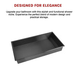 641 x 336 x 101mm Shower Niche Single Shelf Organizer No Tile Needed in Black - Extra Image