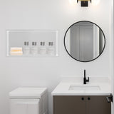 641 x 336 x 101mm Shower Niche Single Shelf Organizer No Tile Needed in White - Rear View