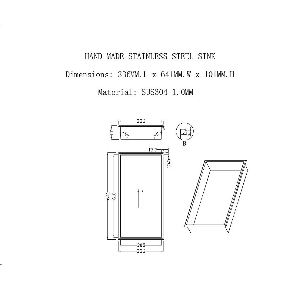 641 x 336 x 101mm Shower Niche Single Shelf Organizer No Tile Needed in White