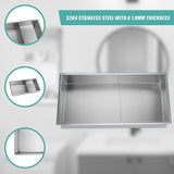 641 x 336 x 101mm Shower Niche Double Shelf Organizer No Tile Needed in Stainless Steel Finish - Close-Up Angle