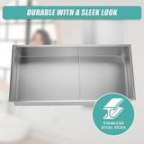 641 x 336 x 101mm Shower Niche Double Shelf Organizer No Tile Needed in Stainless Steel Finish - Low Angle