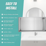 641 x 336 x 101mm Shower Niche Double Shelf Organizer No Tile Needed in Stainless Steel Finish - Low Angle