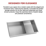 641 x 336 x 101mm Shower Niche Double Shelf Organizer No Tile Needed in Stainless Steel Finish - Extra Image