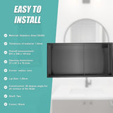 641 x 336 x 101mm Shower Niche Double Shelf Organizer No Tile Needed in Black - Extra Image