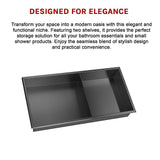 641 x 336 x 101mm Shower Niche Double Shelf Organizer No Tile Needed in Black - Extra Image