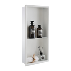 641 x 336 x 101mm Shower Niche Double Shelf Organizer No Tile Needed in White