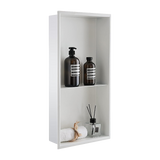 641 x 336 x 101mm Shower Niche Double Shelf Organizer No Tile Needed in White - Side View