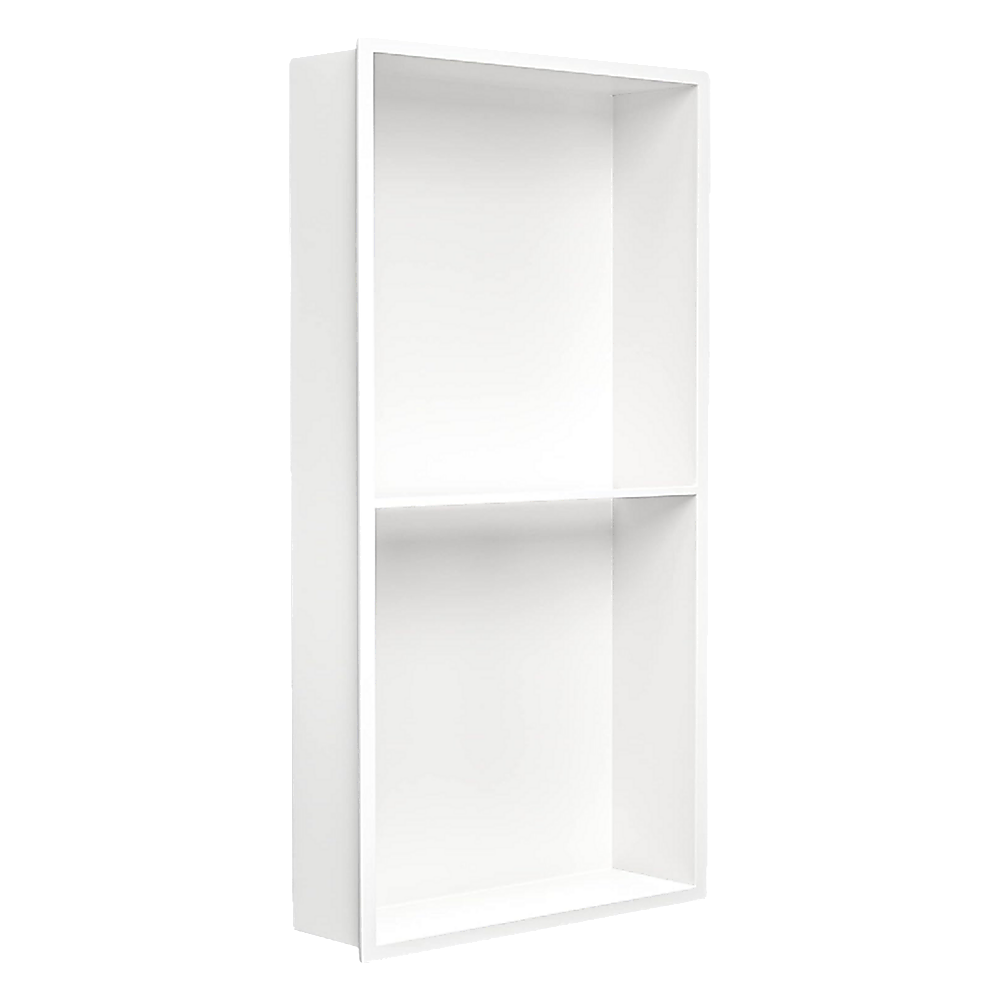 641 x 336 x 101mm Shower Niche Double Shelf Organizer No Tile Needed in White