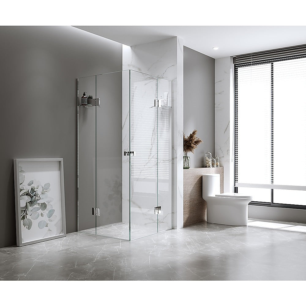 90x90cm Double Door Corner Shower Screen with Channels and SS Hinges - White