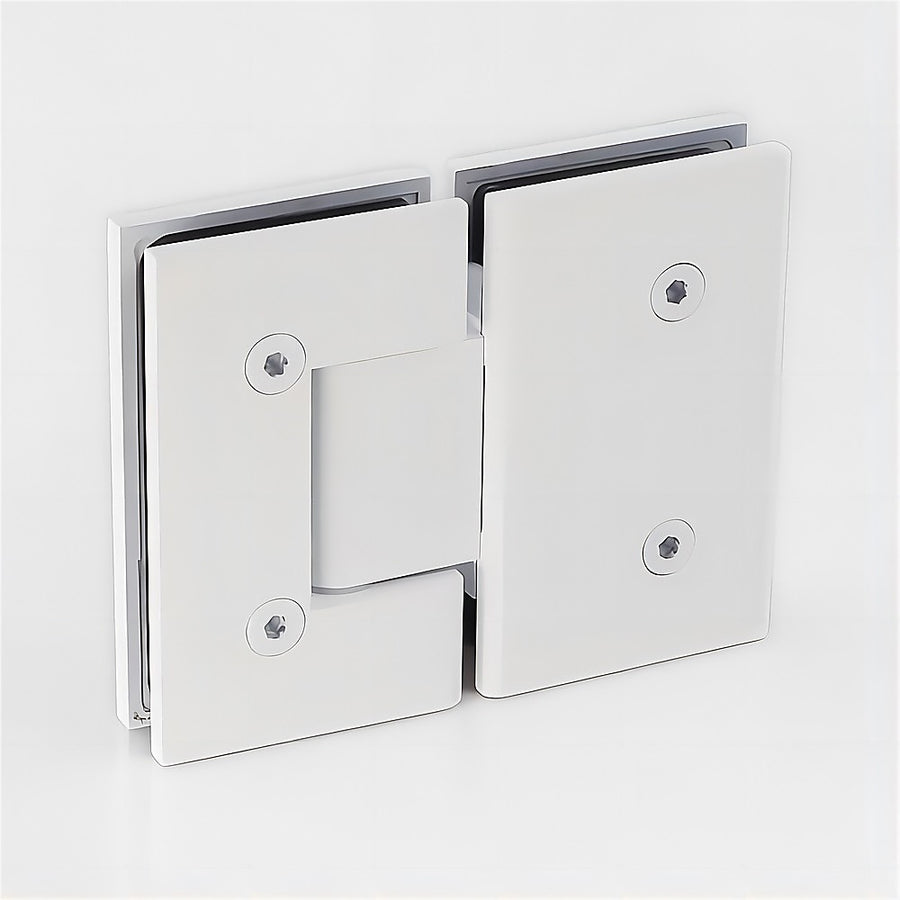 100x100cm Double Door Corner Shower Screen – Wall Channels with SS Hinges in White, Square Knob Handle