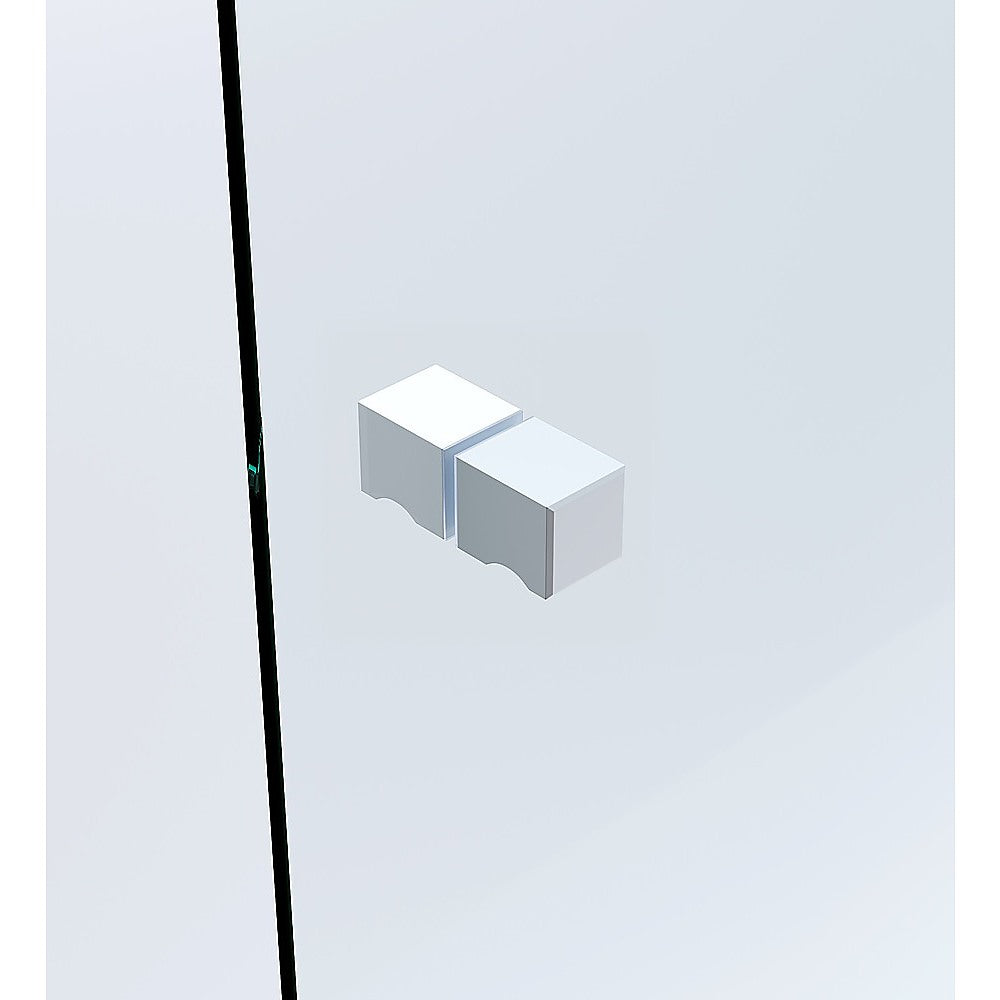100x100cm Double Door Corner Shower Screen – Wall Channels with SS Hinges in White, Square Knob Handle
