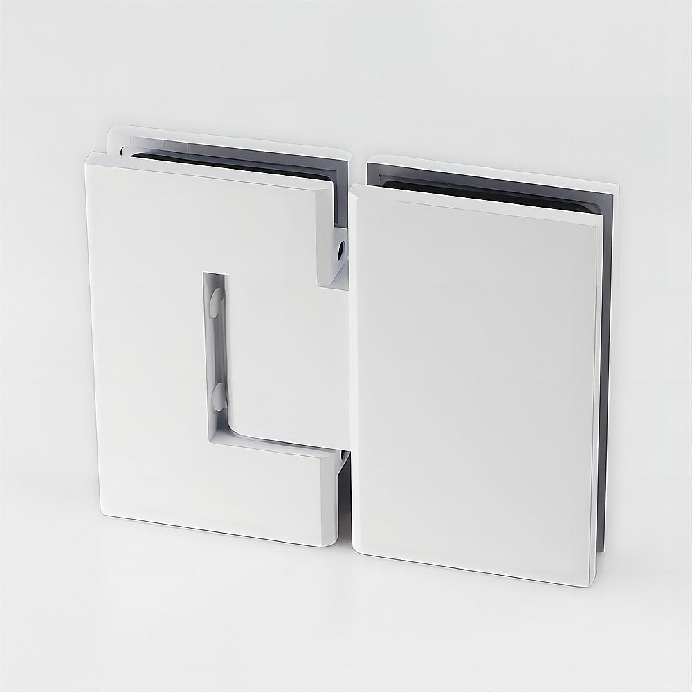 100x100cm Double Door Corner Shower Screen – Wall Channels with SS Hinges in White, Square Double Pull Handle
