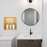 336 x 336 x 101mm Shower Niche Single Shelf Organizer No Tile Needed in Gold - Front View