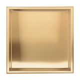 336 x 336 x 101mm Shower Niche Single Shelf Organizer No Tile Needed in Gold - Top-Down View