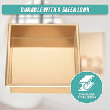 336 x 336 x 101mm Shower Niche Single Shelf Organizer No Tile Needed in Gold - Low Angle