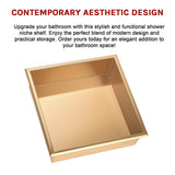336 x 336 x 101mm Shower Niche Single Shelf Organizer No Tile Needed in Gold - Extra Image