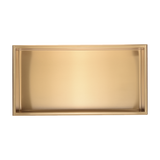 641 x 336 x 101mm Shower Niche Single Shelf Organizer No Tile Needed in Gold - Top-Down View