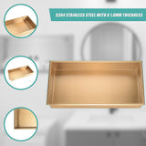 641 x 336 x 101mm Shower Niche Single Shelf Organizer No Tile Needed in Gold - Close-Up Angle