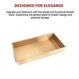 641 x 336 x 101mm Shower Niche Single Shelf Organizer No Tile Needed in Gold - Extra Image