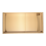 641 x 336 x 101mm Shower Niche Double Shelf Organizer No Tile Needed in Gold - Top-Down View