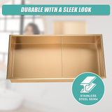 641 x 336 x 101mm Shower Niche Double Shelf Organizer No Tile Needed in Gold - Low Angle