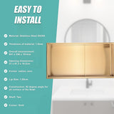 641 x 336 x 101mm Shower Niche Double Shelf Organizer No Tile Needed in Gold - Extra Image