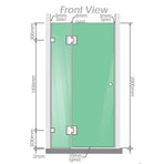 90x100cm Double Door Corner Shower Screen – Nickel U-Brackets, Brass Hinges & Round Knob Handle
