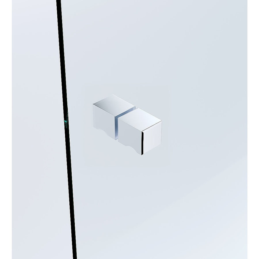 100x100cm Double Door Corner Shower Screen – Channels with Brass Hinges in Chrome, Square Knob Handles