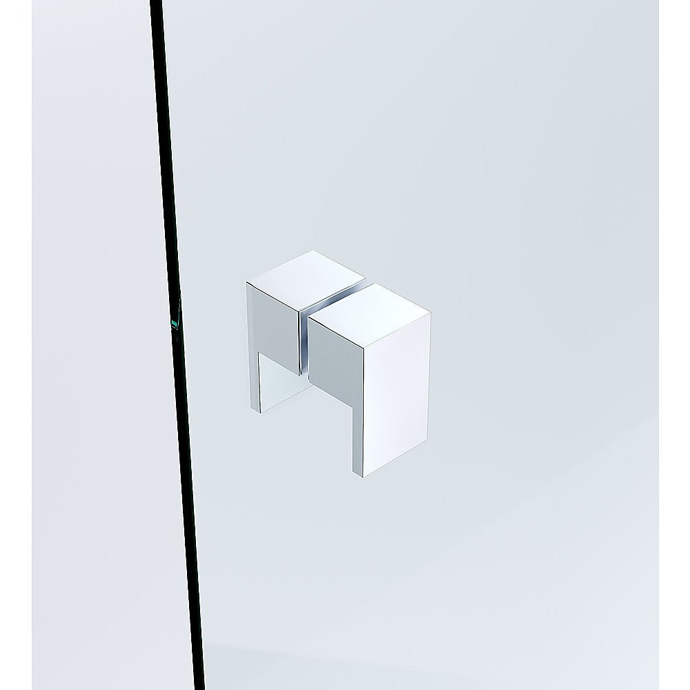 100x100cm Double Door Corner Shower Screen – Channels with Brass Hinges in Chrome, Square Double Pull Handles