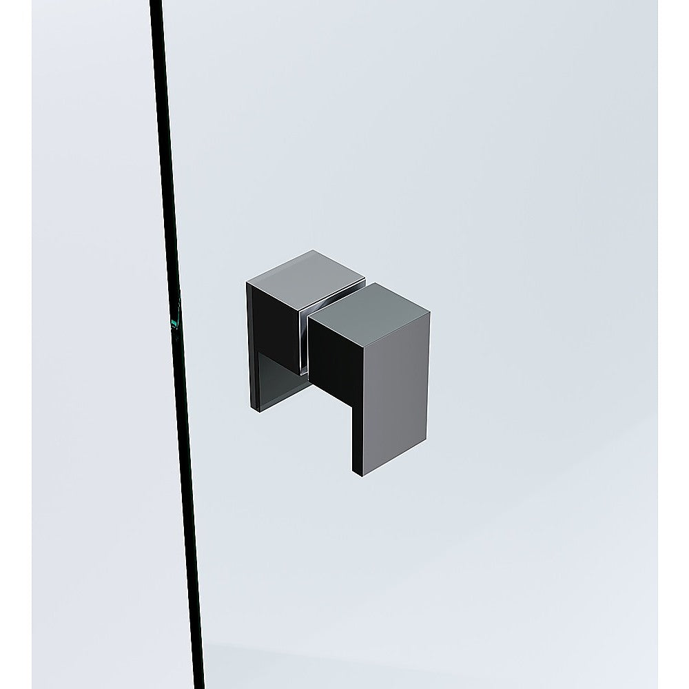 100x100cm Double Door Corner Shower Screen – Channels with Brass Hinges in Black, Square Double Pull Handles