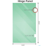 90x100cm Double Door Corner Shower Screen – Channels with Brass Hinges in Nickel, Square Double Pull Handles - Close-Up Angle