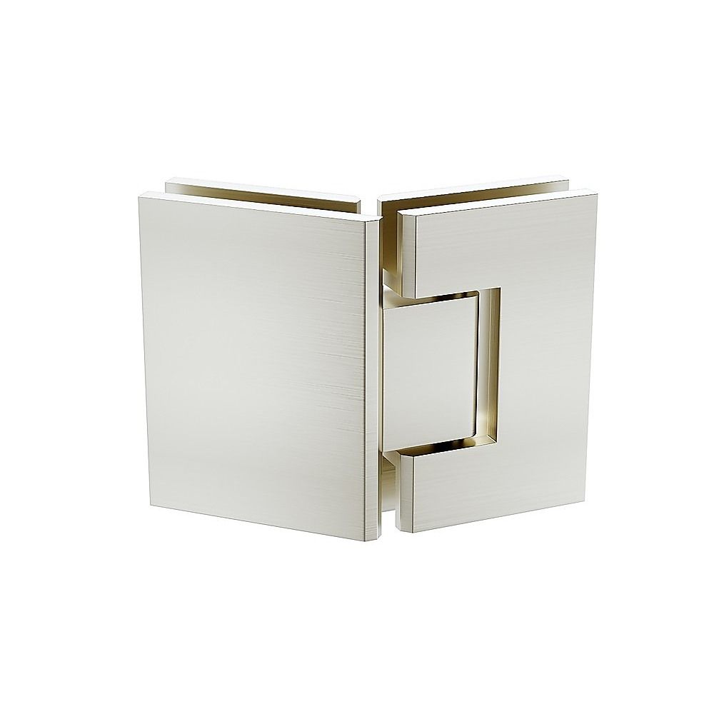 90cm Frameless Diamond Shower Screen – Nickel F-Brackets with SS Hinges & Square Knob Handle