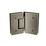 90cm Frameless Diamond Shower Screen – Gunmetal U-Brackets with SS Hinges & Square Knob Handle - Close-Up Angle