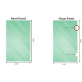 100cm Frameless Diamond Shower Screen – Nickel F-Brackets with SS Hinges & Square Knob Handle