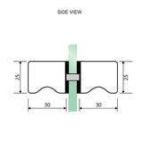 100cm Frameless Diamond Shower Screen – Nickel F-Brackets with SS Hinges & Square Knob Handle - Extra Image