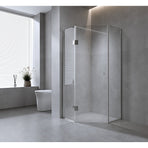 100cm Frameless Diamond Shower Screen – Channels with SS Hinges in Nickel, Square Knob Handles