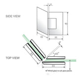100cm Frameless Diamond Shower Screen – Channels with SS Hinges in Nickel, Square Knob Handles - Close-Up Angle