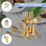 Tableware 24PC Gold Cutlery Set SS304 Household Knife Fork Spoon Kitchen with Storage Rack Dinner Service