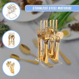 Tableware 24PC Gold Cutlery Set SS304 Household Knife Fork Spoon Kitchen with Storage Rack Dinner Service - Extra Image