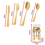 Tableware 24PC Gold Cutlery Set SS304 Household Knife Fork Spoon Kitchen with Storage Rack Dinner Service - Extra Image