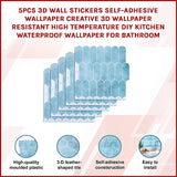 5pcs 3D Wall Stickers Self-adhesive Wallpaper Resistant High Temperature - Side View
