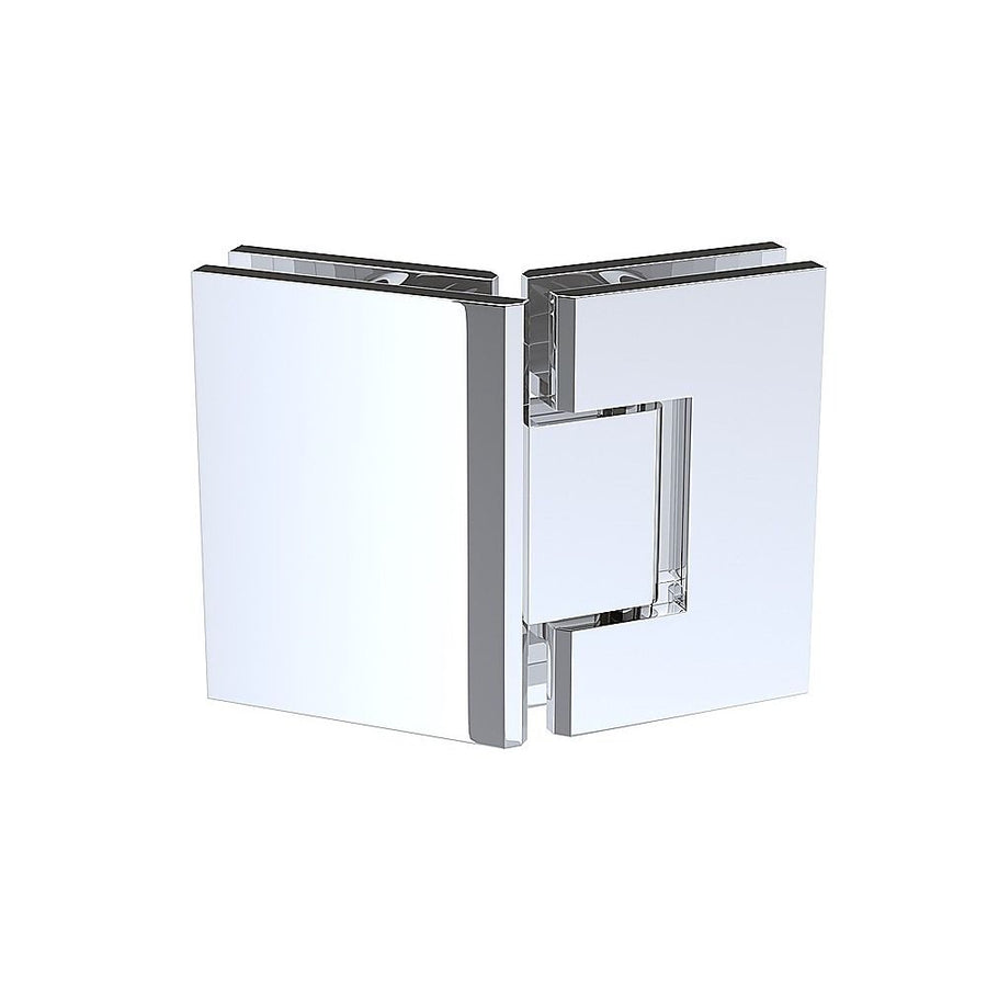 90cm Frameless Diamond Shower Screen – Chrome F-Brackets, Brass Hinges & Square Knob Handle