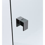 90cm Frameless Diamond Shower Screen with Black Brackets and Brass Hinges, Square Double Pull Handle - Extra Image