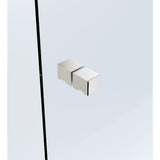 100cm Frameless Diamond Shower Screen with Nickel Brackets and Brass Hinges, Square Knob Handle - Extra Image